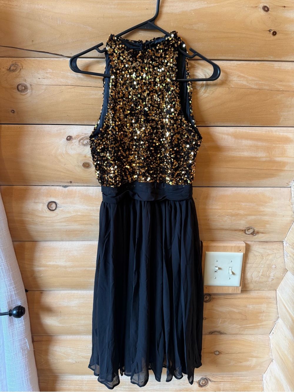 Black & Gold Sequin Party Dress